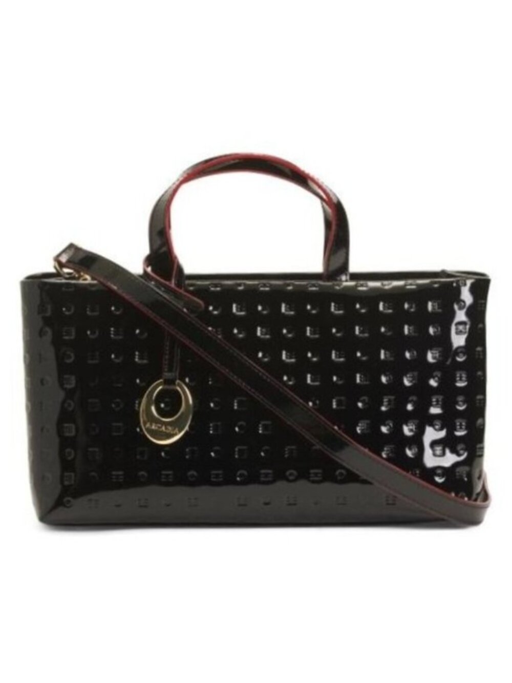 NWT ✅ Arcadia  NATALIA  Patent Leather EW Large Baguette Bag  #1576 BLACK